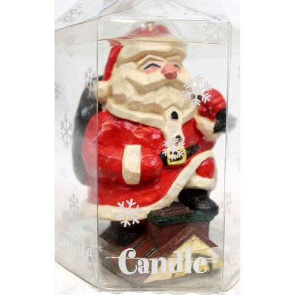 Lady Jane Holiday Molded Santa on a Rooftop Candle Sculpted Wood Carved Look - Picture 7 of 12